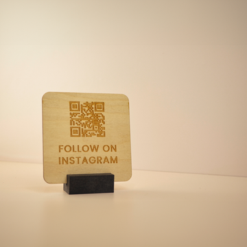 Custom QR Code Follow Us Sign | Laser Etched Plywood